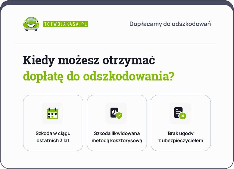 kiedy można otrzymać dopłatę do odszkodowania po wypadku samochodowym