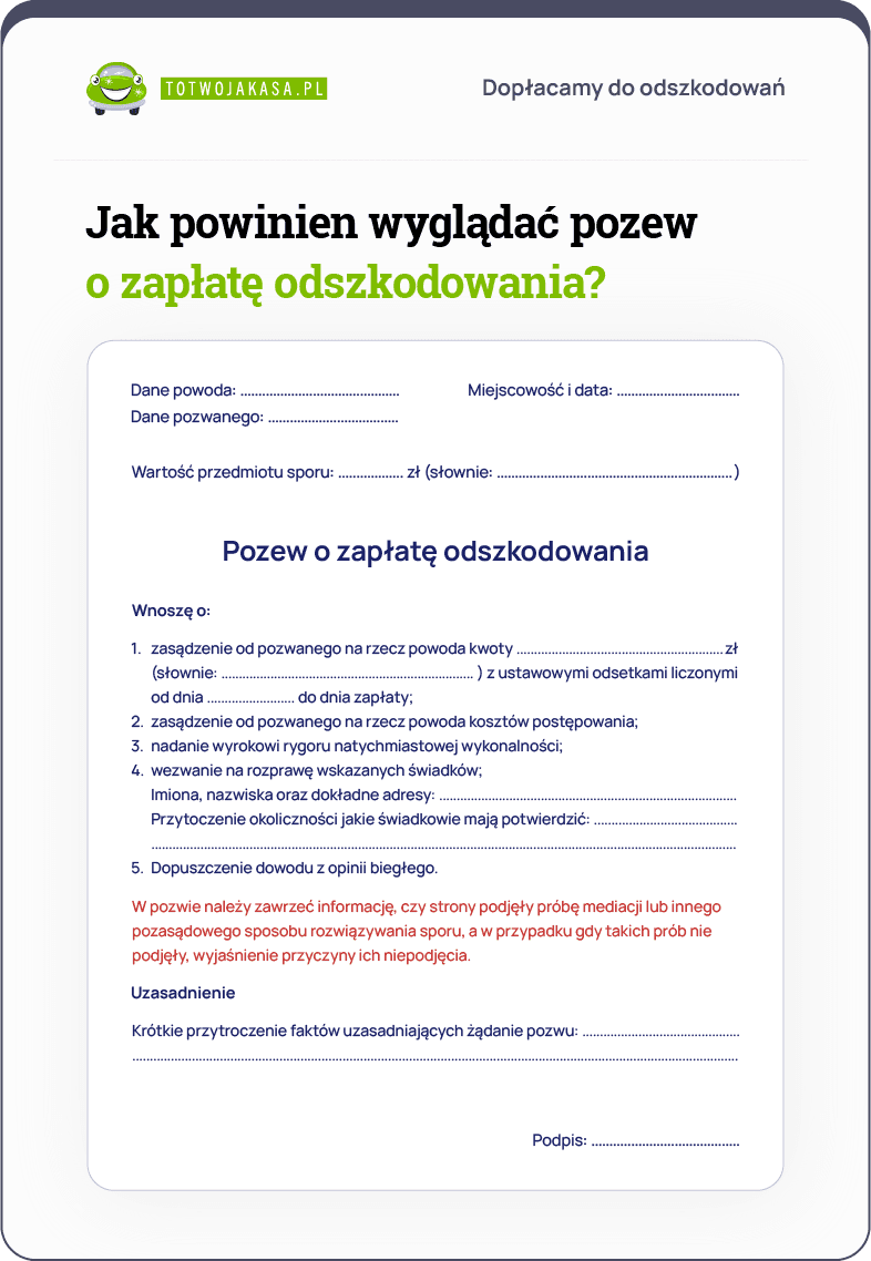 pozew o odszkodowanie wzór