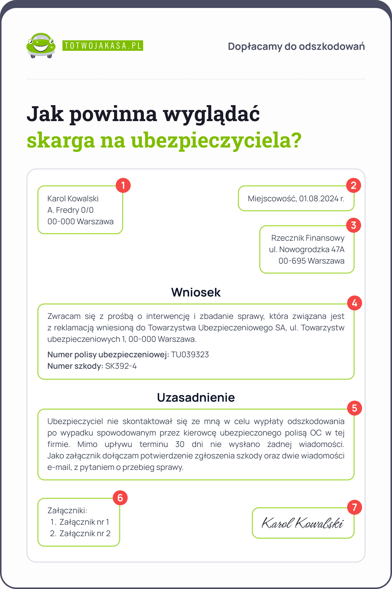 skarga na ubezpieczyciela wzór dokumentu